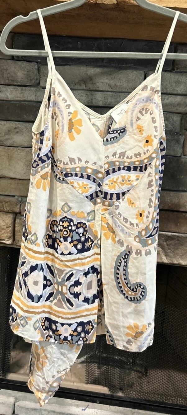 Women’s HD In Paris Moonset Silk Asymmetrical Tank Top Shirt Size 6 *A4
